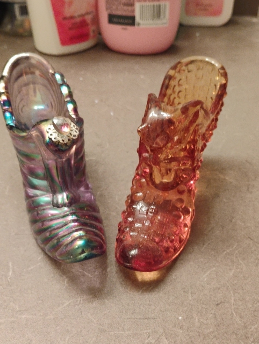 Fenton Purple Carnival Glass From 2004 Rare Find,With Free Amber Fenton Shoe.